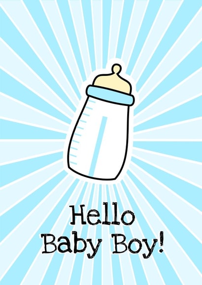 New Baby Boy Card Blue Baby Bottle created by Little Silverleaf