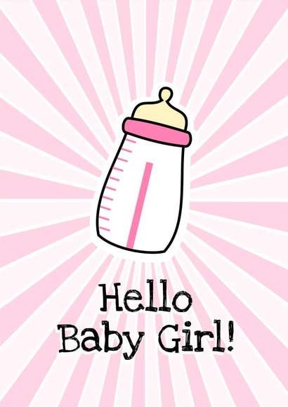 New Baby Girl Card Pink Baby Bottle created by Little Silverleaf