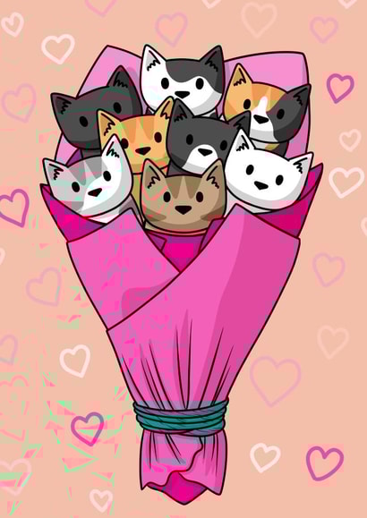 bokay cat Valentines Day Card 7855 created by Doodlecats