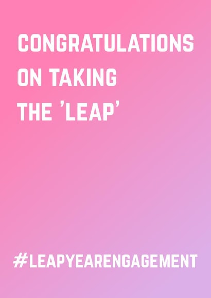 Congrats on taking the leap - Leap year engagement card created by Doodle Dot Design Co
