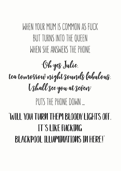 typography funny Mothers Day Card 27518 created by The Monochrome Bow