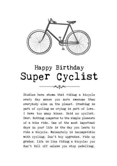 Happy Birthday Super Cyclist created by Coulson Macleod