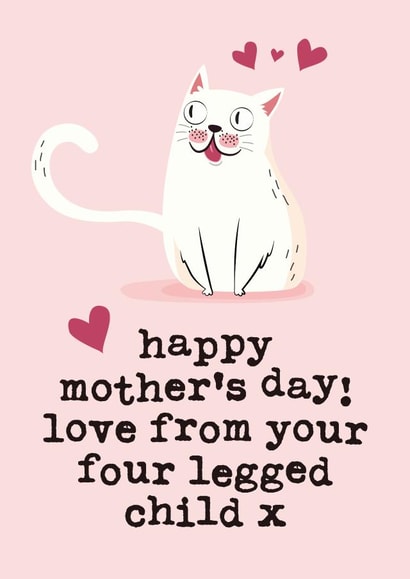 four legged cat Mothers Day Card 28329 created by Mrs Best Paper Co.