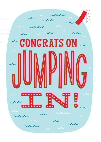 Cute Congratulations Card - Swimming Pool - Congrats on Jumping In! created by Kay Wolfersperger