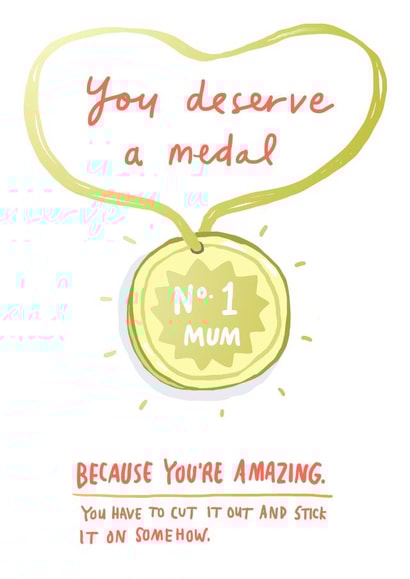 Fun Mother’s Day card - amazing mum - gold medal no 1 mum created by Sarah Ray
