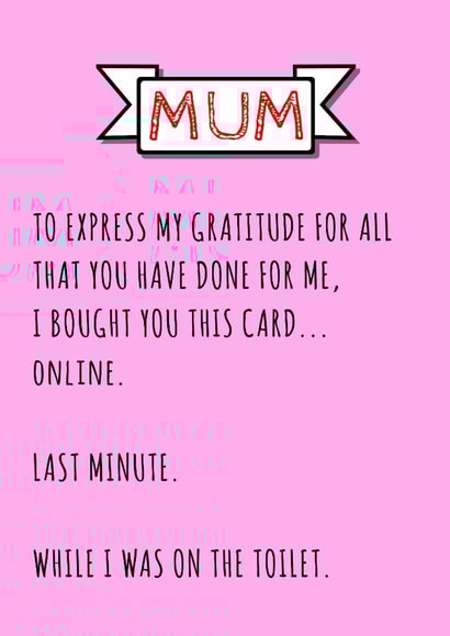 Mother's Day card irreverent, funny created by Kine Cards