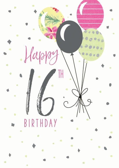 Classic 16th Birthday Card - For Her - Balloons created by Clare Joys