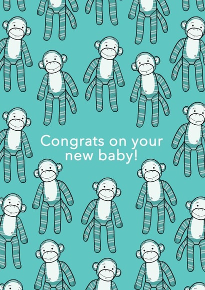 monkey adult New Baby Card 9187 created by Bronte Laura Illustration