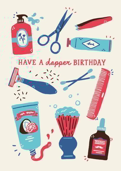 Classic Birthday Card - Dapper Birthday - Shaving created by Sadler Jones