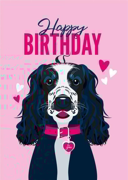 Cocker Spaniel Birthday Card from the Dog created by Diva Doodle Designs