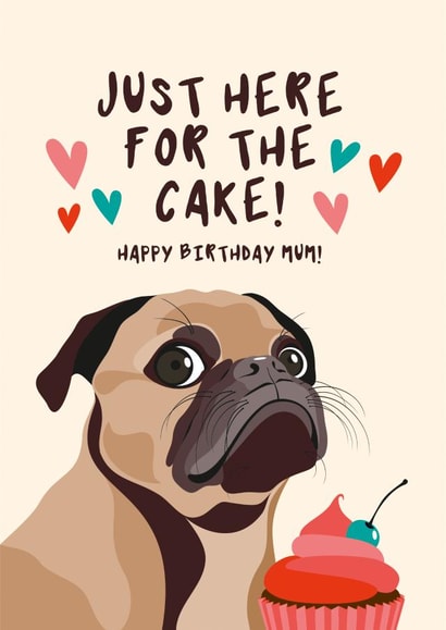 Pug Dog Birthday Card for Mum created by Diva Doodle Designs