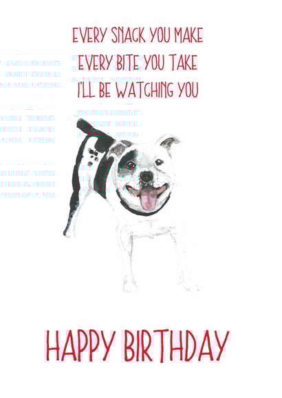Staffordshire Bull Terrier staffie Birthday Card 14184 created by Sarah Maddox