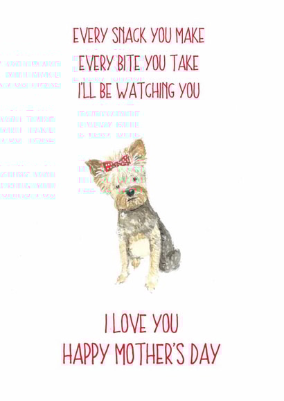 yorkshire terrier every snack Mothers Day Card 14185 created by Sarah Maddox