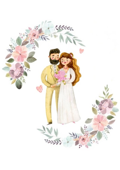 Artistic floral happy couple card - Wedding card created by Kayla Coxell