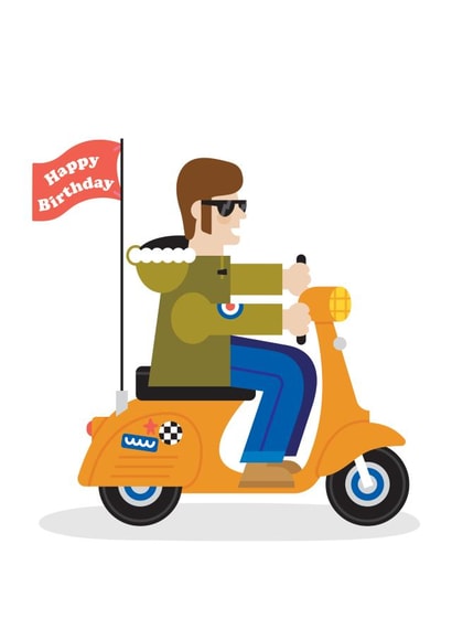 Retro Scooter Birthday Card created by Studio Boketto