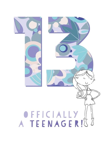 13 13th Birthday Card 2045 created by Pink Pig