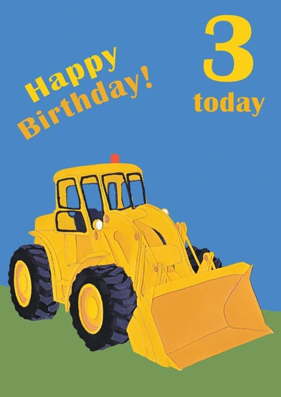 Age 3 birthday digger card created by lovetractors