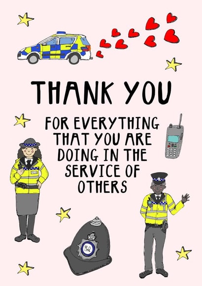 policeman policewoman Thank You Card 31913 created by Hello Hatty