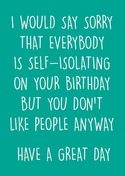 Self isolating themed card created by Pack a Punch Designs