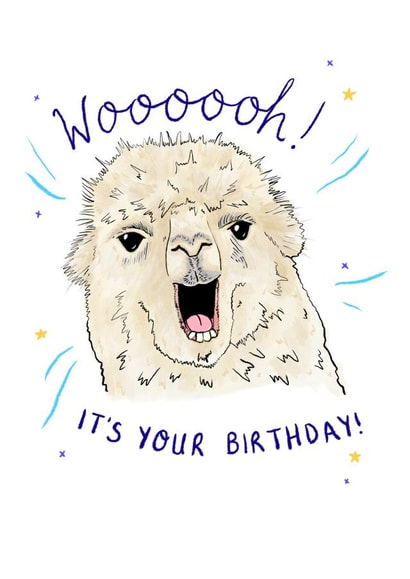 llama wooh Birthday Card 14640 created by Pork Chop Designs
