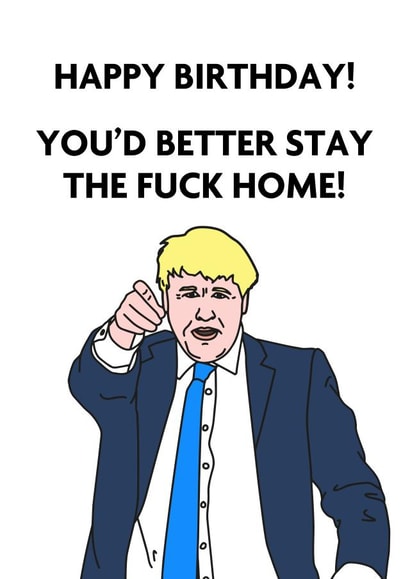 Stay home Boris birthday card created by Peabody Studio