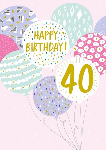 BALLOONS 40 Birthday Card 1716 created by Jessica Hogarth