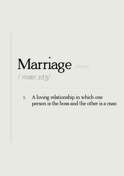 Funny wedding card - Dictionary definition created by DayCards
