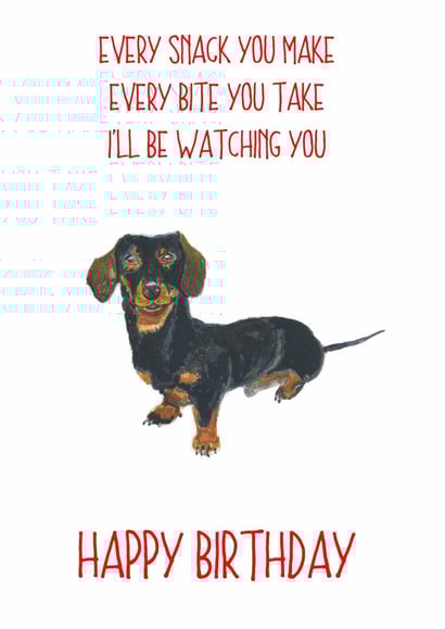 daschund Sausage dog Birthday Card 14189 created by Sarah Maddox