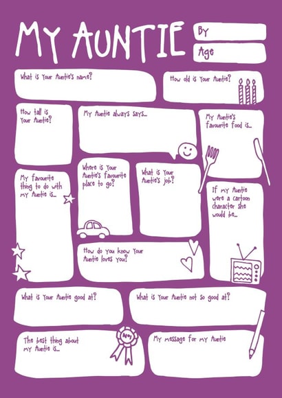 Cute Birthday Card - Auntie - My Auntie created by Bow & Bell