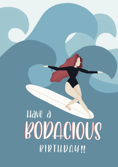 surfer surfing Birthday Card 17319 created by Wednesday's Wombat