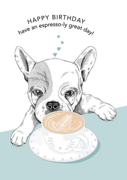 coffee dog Birthday Card 8313 created by Dotty Dog Art