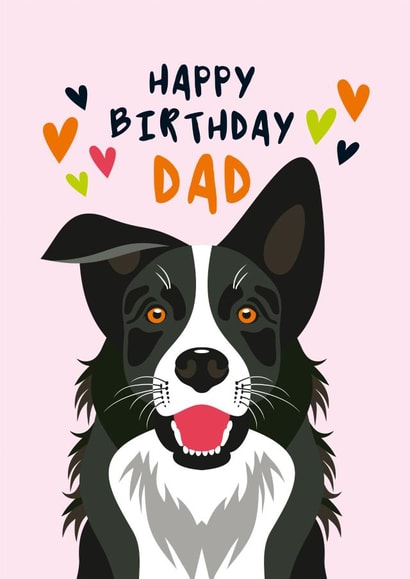 Border Collie Birthday Card for Dad created by Diva Doodle Designs