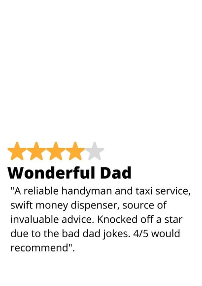 Funny Review Father's Day Card / Birthday Card - Dad - 4 Star Review - Wonderful Dad created by original fox designs