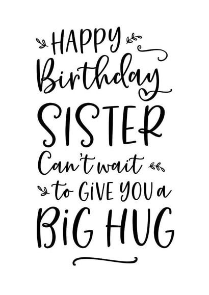 Big hug sister birthday card created by Percy & Pearl