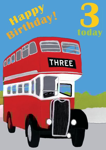 Age 3 birthday bus for boys and girls created by lovetractors