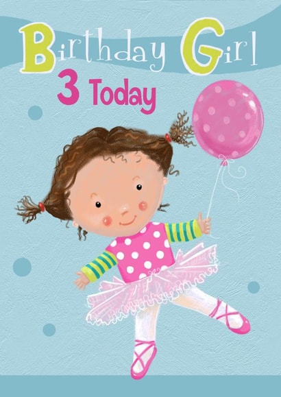 Children's Age 3 Girls Ballerina Birthday Card created by Dale Simpson