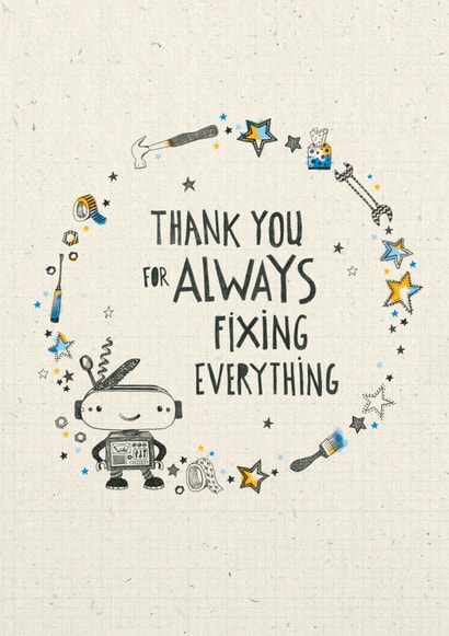 fixing robot Father's Day Card 3301 created by Cathy Haworth