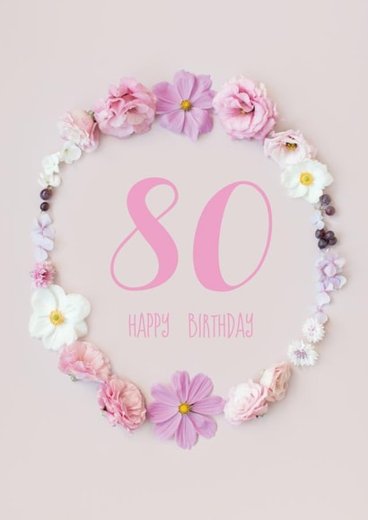 Pink and white flowers 80th birthday card created by Love Lila Photography