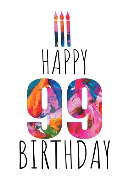 99th Birthday Card - Birthday Cake and Candles - Abstract Art created by size3art