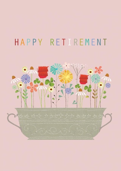 retirement card - flowers - happy retirement - pretty and traditional created by Kali Stileman