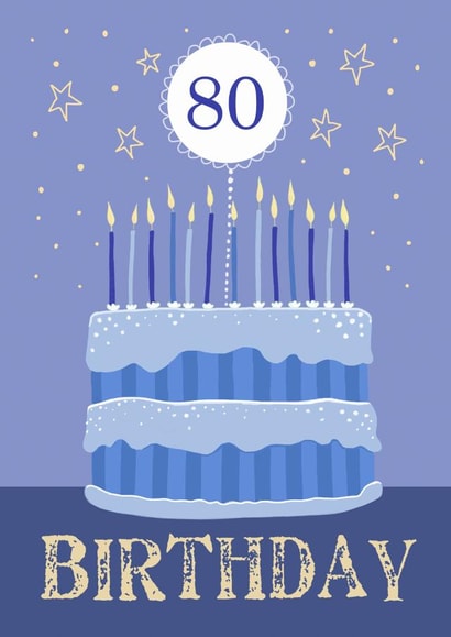80th Birthday Modern Blue Cake Card created by Dale Simpson