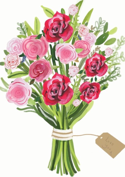Love you floral bouquet created by Sally Darby Illustration