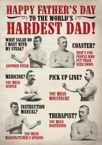 hardest dad Father's Day Card 39959 created by Liverpool Card Studio