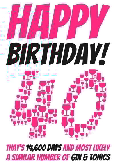 Funny Days and Gins 40th Birthday Card created by Simon