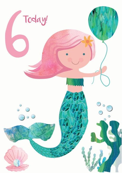 Cute 6th Birthday Card - For Her - Mermaid created by Rocket68