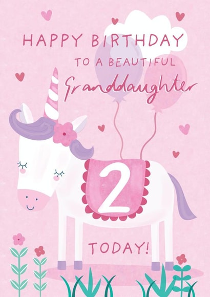 Granddaughter Age 2 Unicorn Birthday Card created by Juniper and Rose Studio