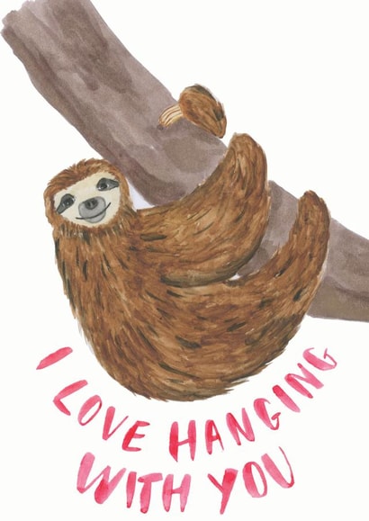 Hanging Sloth Card created by Laura Jayne Lettering
