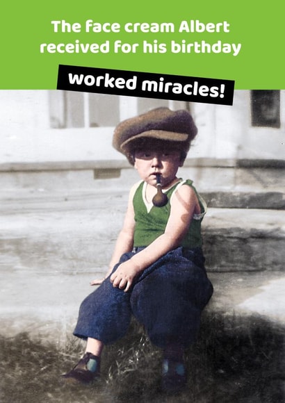 Humourous vintage photo birthday card created by Pick Nick