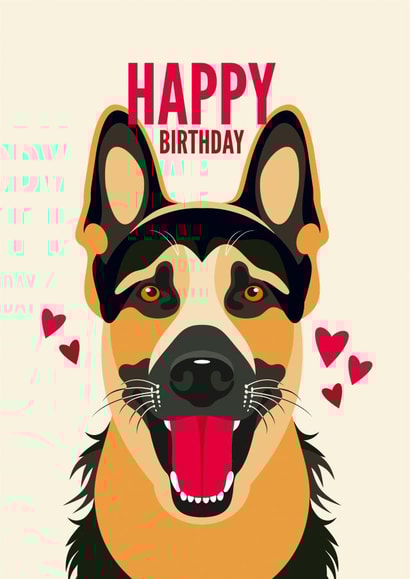 German Shepherd Birthday Card from the Dog created by Diva Doodle Designs