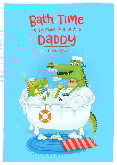 Bath time Birthday or Father's Day card created by Blue Kiwi Design